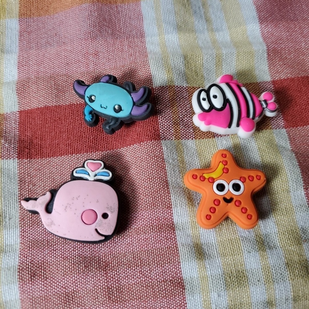 Unbranded Shoe Charms Kids Multicolor Sea Life‎ Axolotl Whale Starfish 4-Pack